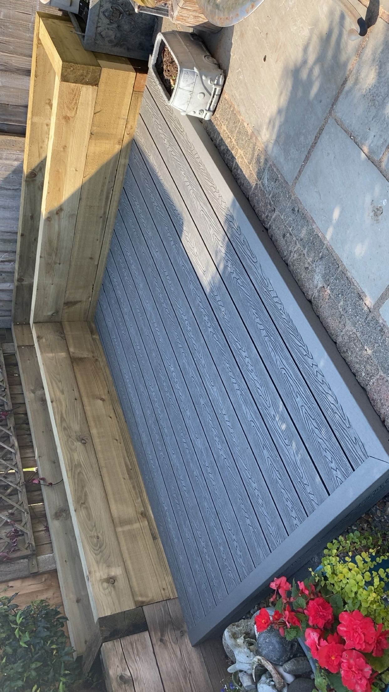 Grey composite decking